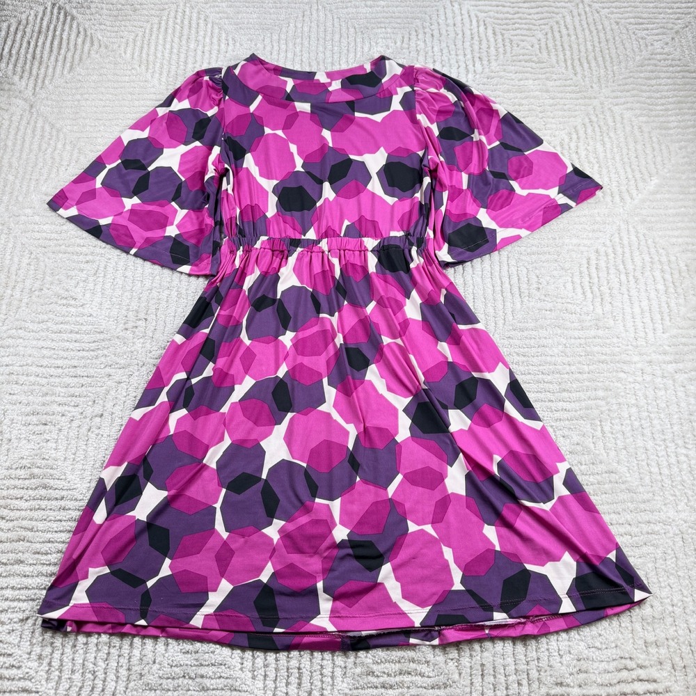 Veronicam Geometric Dress Women's Small Pink Purple Mod Retro Vintage 70s VTG